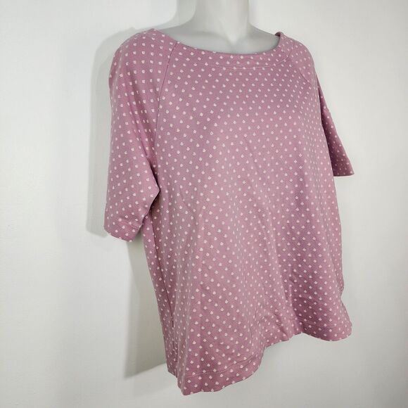 L.L.Bean Women Tee Large Reg Button Back Printed 100% Cotton Short Sleeve 505519 - Picture 4 of 11